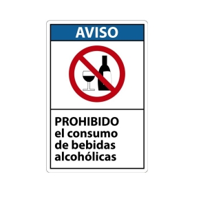 Señal Prohibido el consumo de bebidas alcohólicas