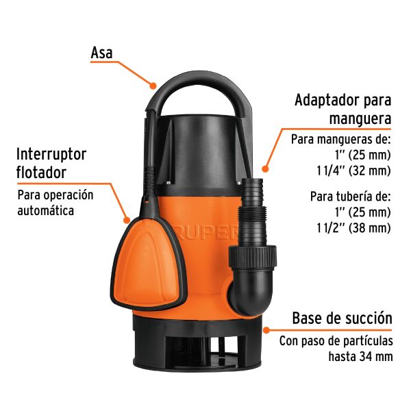 Bomba Sumergible Para Agua Sucia Truper Ref: T12603