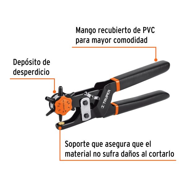 Pinza sacabocados Truper mango de PVC 9" Ref: 17340